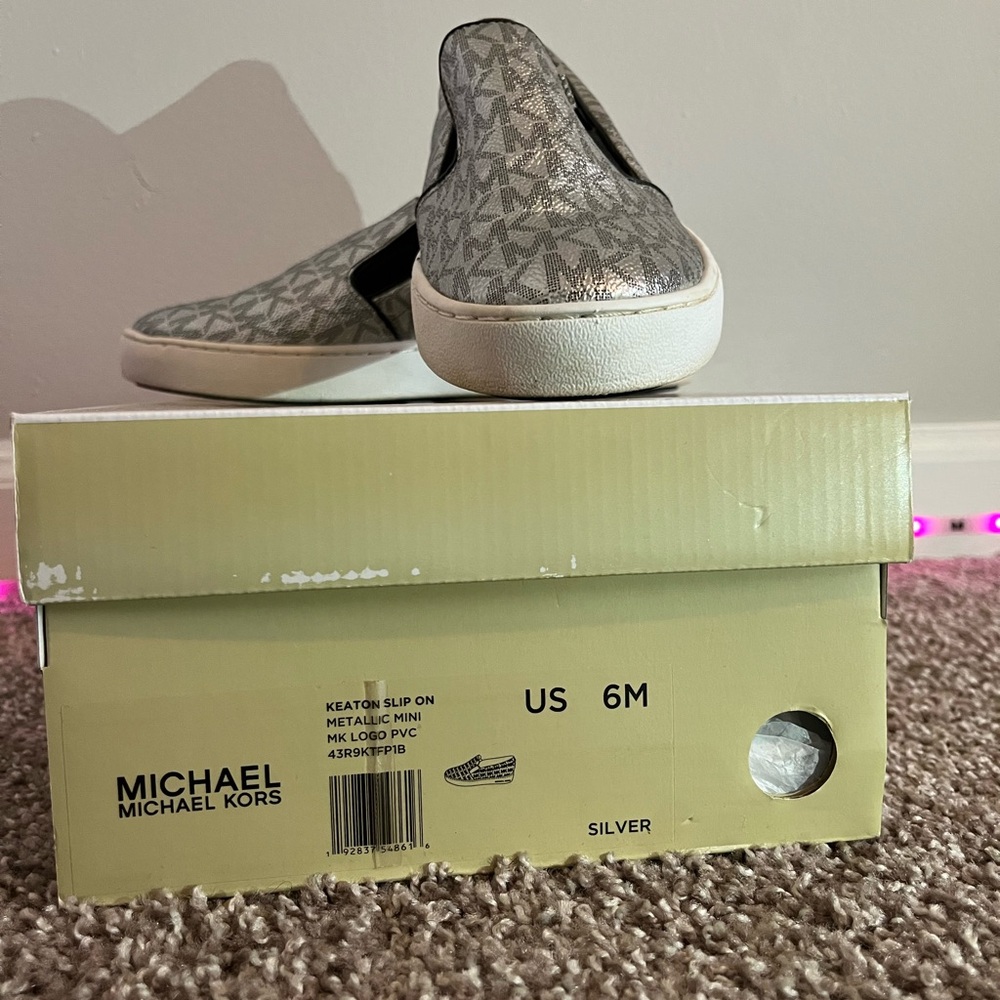 Michael Kors Metallic Silver Slip-On Shoes